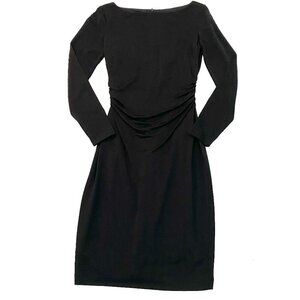 David Meister black dress Womens 4 ruching LBD classic quiet luxury stretch